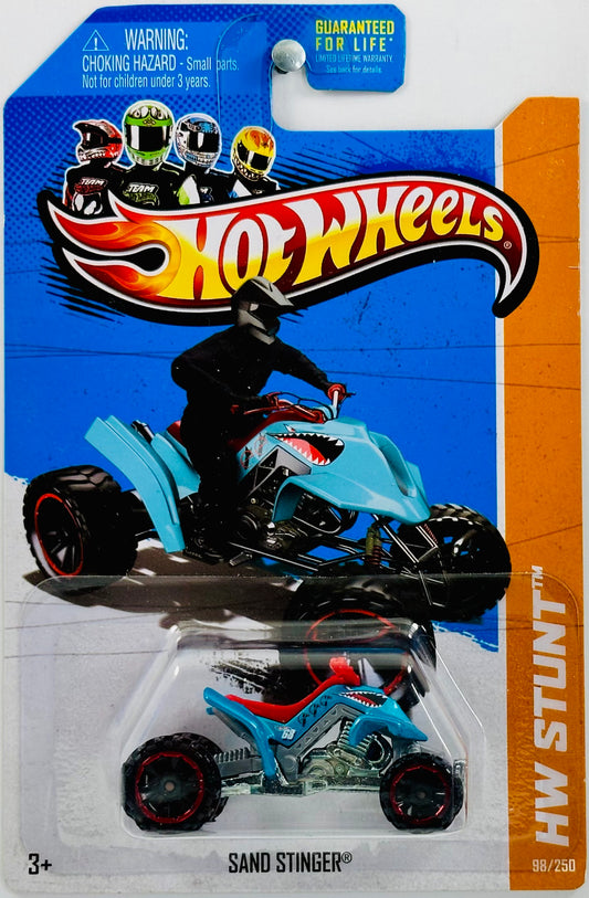 Hot Wheels 2013 - Collector # 098/250 - HW Stunt: HW Moto - Sand Stinger - Metallic Teal - USA