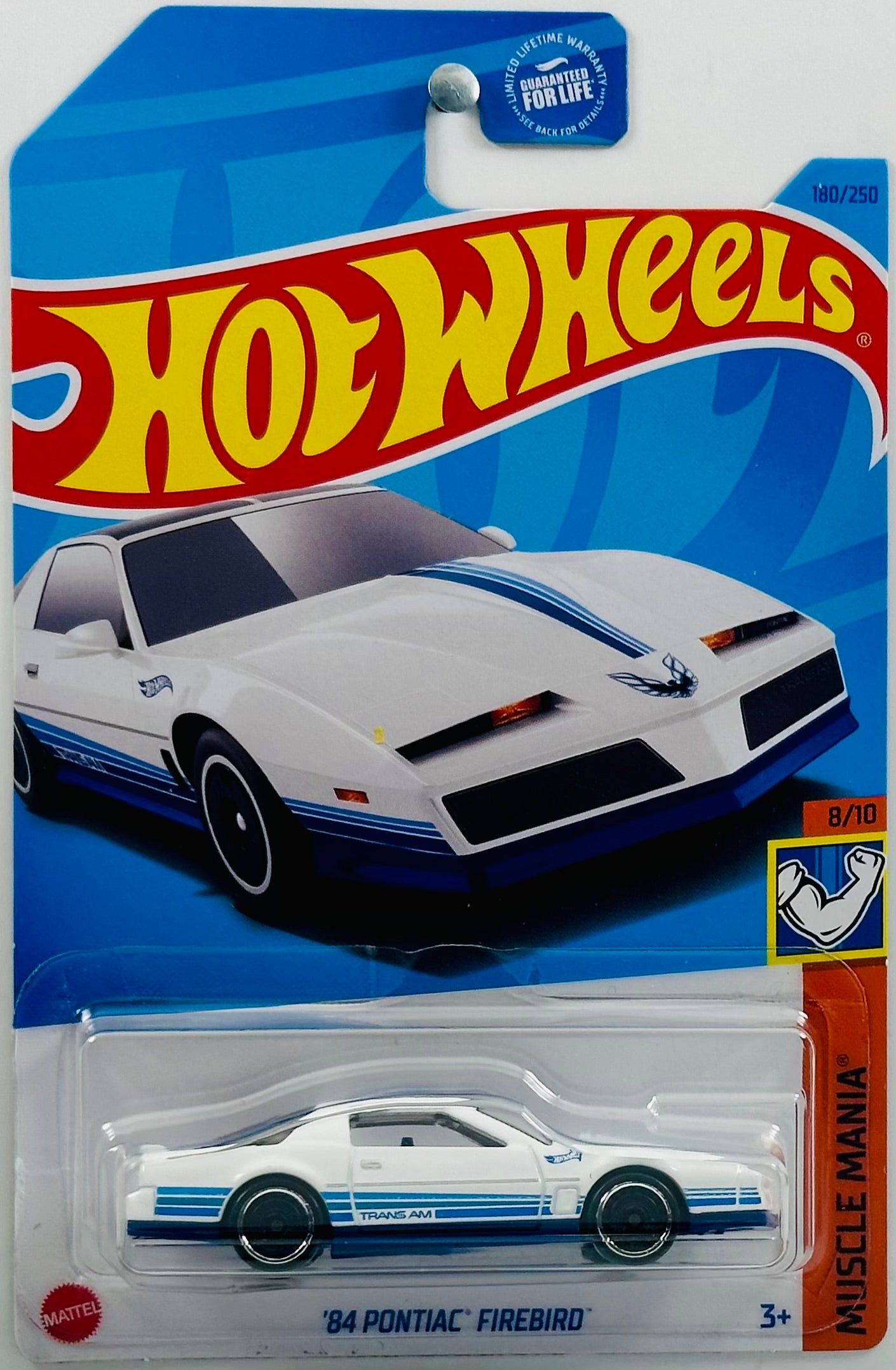 Hot Wheels 2023 - Collector # 180/250 - Muscle Mania 08/10 - '84 Pontiac Firebird - White - 'Trans Am' - USA