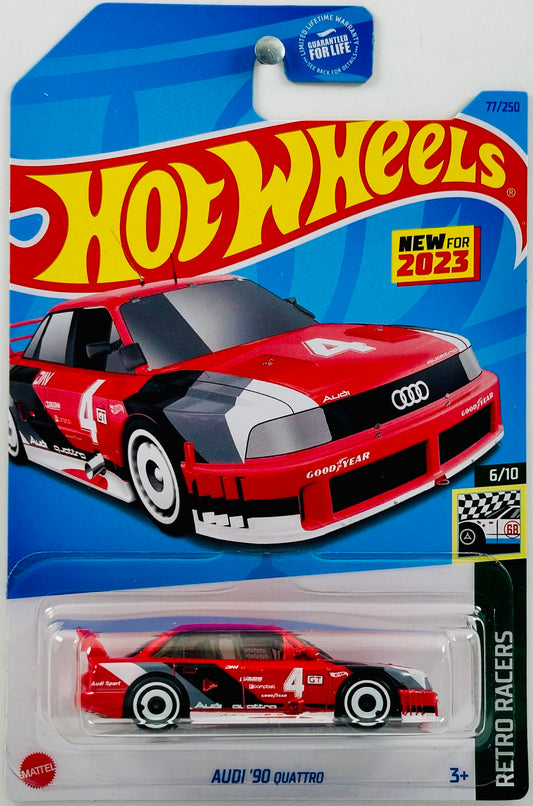 Hot Wheels 2023 - Collector # 077/250 - Retro Racers 06/10 - New Models - Audi '90 Quattro - Red - USA