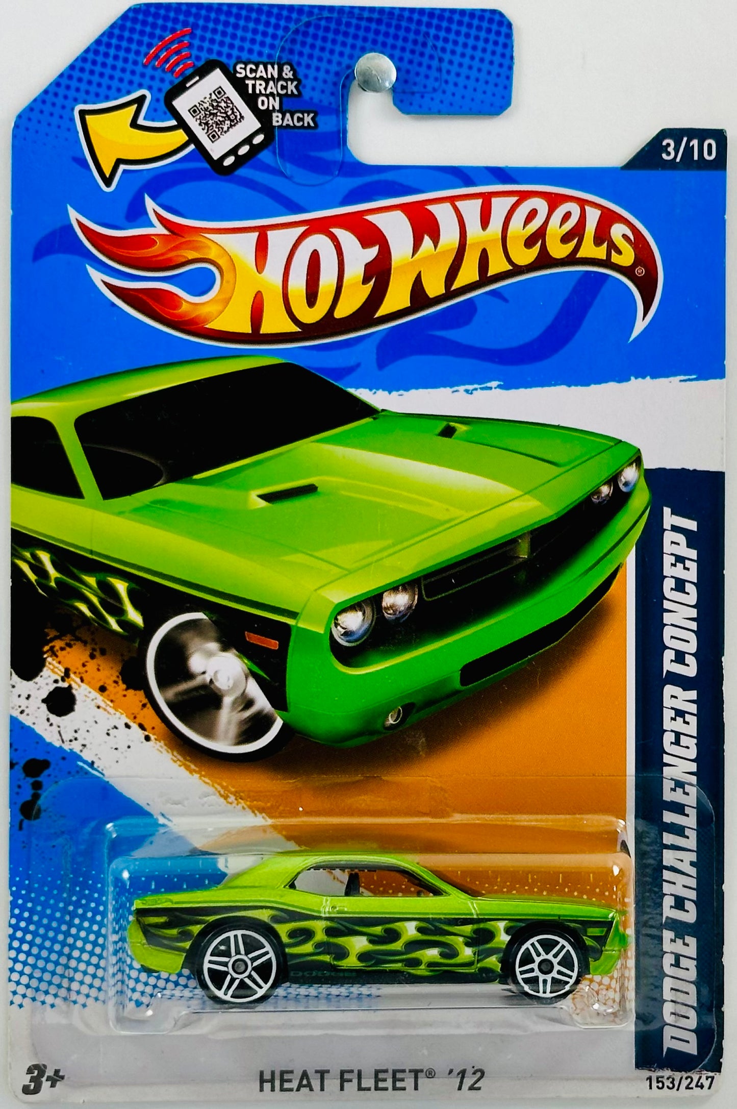 Hot Wheels 2012 - Collector # 153/247 - Heat Fleet 03/10 - Dodge Challenger Concept - Metalflake Green - USA