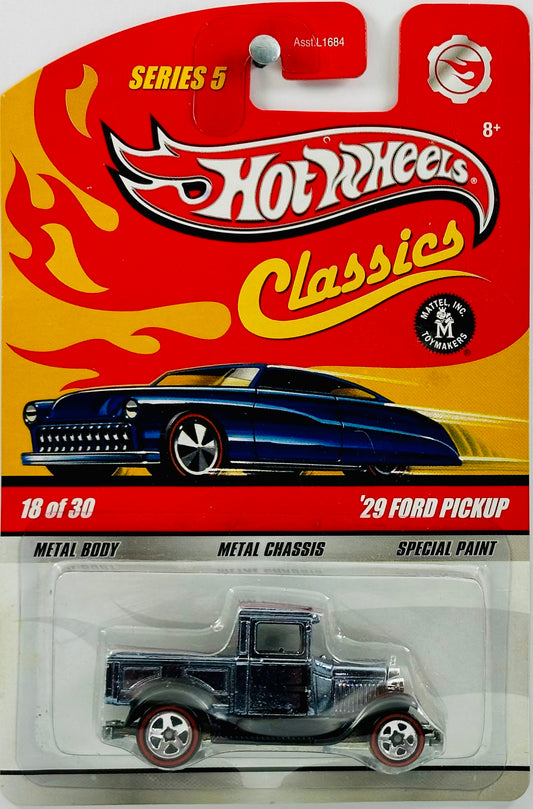 Hot Wheels 2009 - Classics Series 5 # 18/30 - '29 Ford Pickup - Spectraflame Steel Blue - Red Line 5 Spoke - Metal/Metal