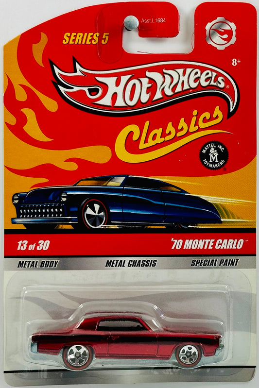Hot Wheels 2009 - Classics Series 5 # 13/30 - '70 Monte Carlo - Spectraflame Red - Red Line 5 Spoke - Metal/Metal