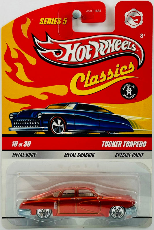 Hot Wheels 2009 - Classics Series 5 # 10/30 - Tucker Torpedo - Spectraflame Orange - White Line 5 Spoke - Metal/Metal
