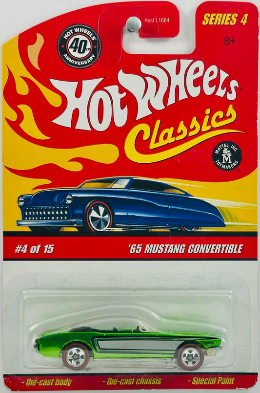 Hot Wheels 2008 - Classics Series 4 # 04/15 - '65 Mustang Convertible - Spectraflame Green - Red Line 5 Spoke - Metal/Metal
