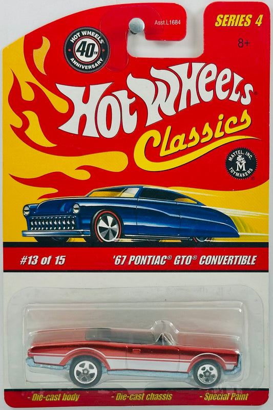 Hot Wheels 2008 - Classics Series 4 # 13/15 - '67 Pontiac GTO Convertible - Spectraflame Orange - 5 Spoke - Metal/Metal