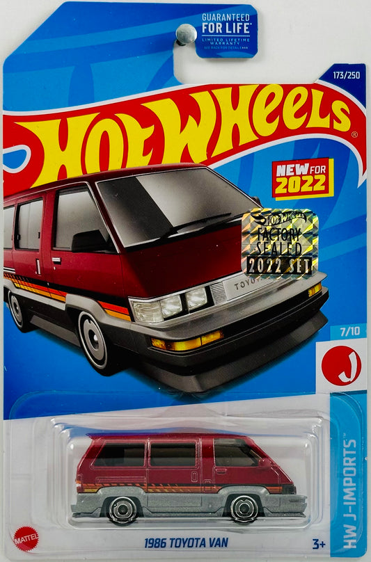 Hot Wheels 2022 - Collector # 173/250 - HW J-Imports 7/10 - New Models - 1986 Toyota Van - Metalflake Dark Red - FSC
