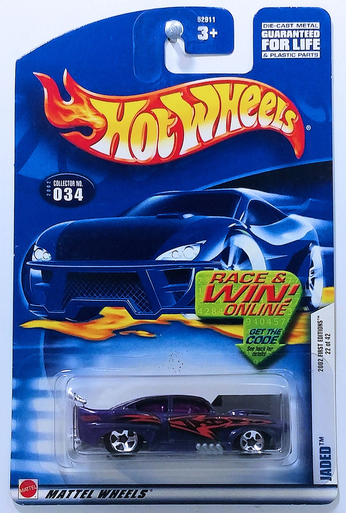 Hot Wheels 2002 - Collector # 034/240 - First Editions 22/42 - Jaded - Purple - 5 Spoke - USA 'RW'