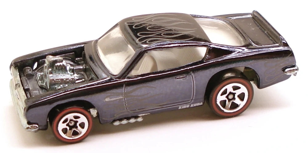 Hot Wheels 2007 - Classics Series 3 # 10/30 - Plymouth King Kuda - Spectraflame Black - 5 Spokes with Red Lines - Metal/Metal