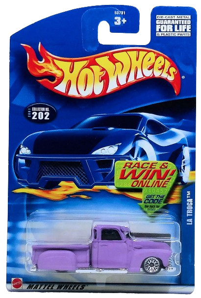 Hot Wheels 2001 - Collector # 202/240 - La Troca - Matte Lavender - LW Wheels - USA R&W Card
