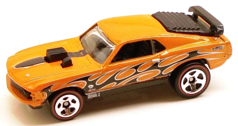 Hot Wheels 2009 - Collector # 144/190 - Rebel Rides 8/10 - Mustang Mach 1 - Orange - Redlines on 5 Spokes - Walmart Exclusive - USA