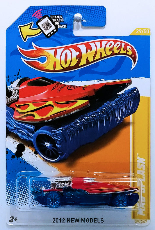 Hot Wheels 2012 - Collector # 029/247 - New Models 29/50 - Mad Splash - Red Boat / Transparent Blue Water & Wheels - USA Card