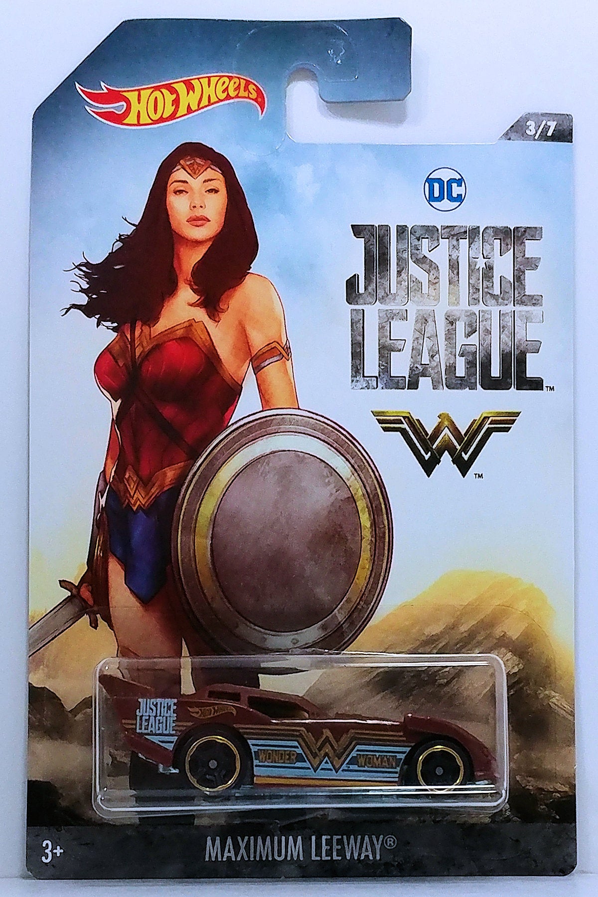 Hot Wheels 2018 - DC Comics / Justice League # 3/7 - Maximum Leeway - Brown / Wonder Woman Graphics - Gold & Black MC5 Wheels - Black & Tan Interior - Metal Base - Walmart Exclusive