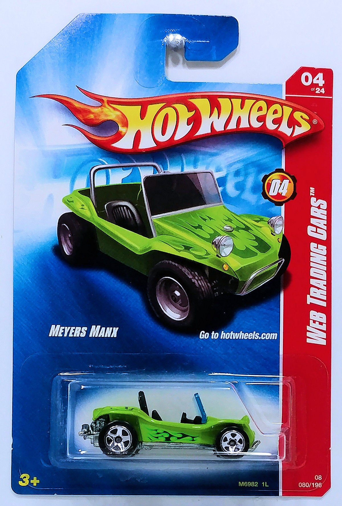Hot Wheels 2008 - Collector # 080/196 - Web Trading Cars 04/24 - Meyers Manx - Neon Green - USA Card