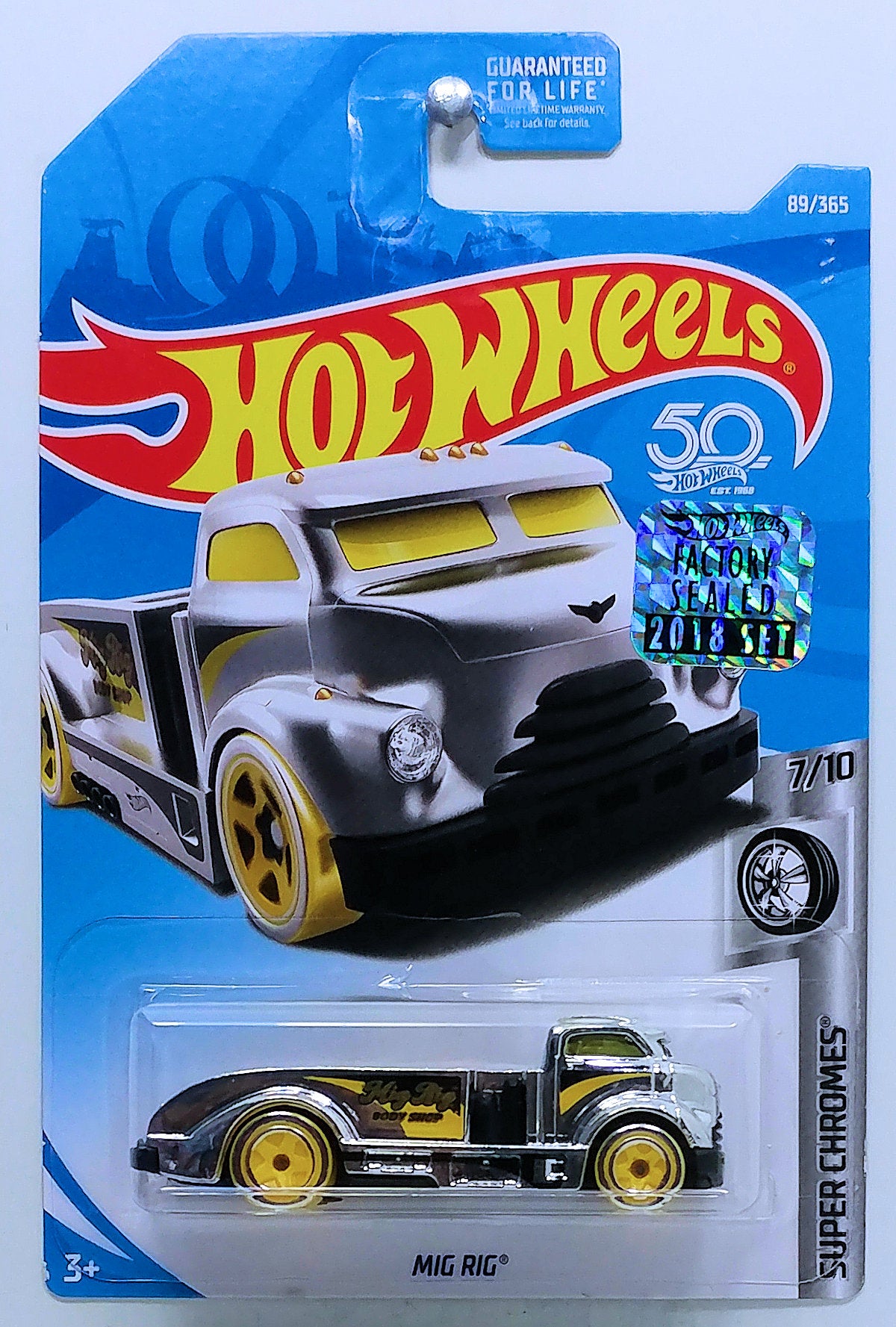 Hot Wheels 2018 - Collector # 089/250 - Super Chromes 7/10 - Mig Rig - Chrome / Black & Yellow Accents - FSC