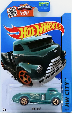 Hot Wheels 2015 - Collector # 009/250 - HW City / HW City Works - Mig Rig - Teal - USA Card