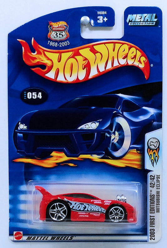 Hot Wheels 2003 - Collector # 054/220 - First Editions 42/42 - Mitsubishi Eclipse - Red - USA '1968-2003 Anniversary' Card