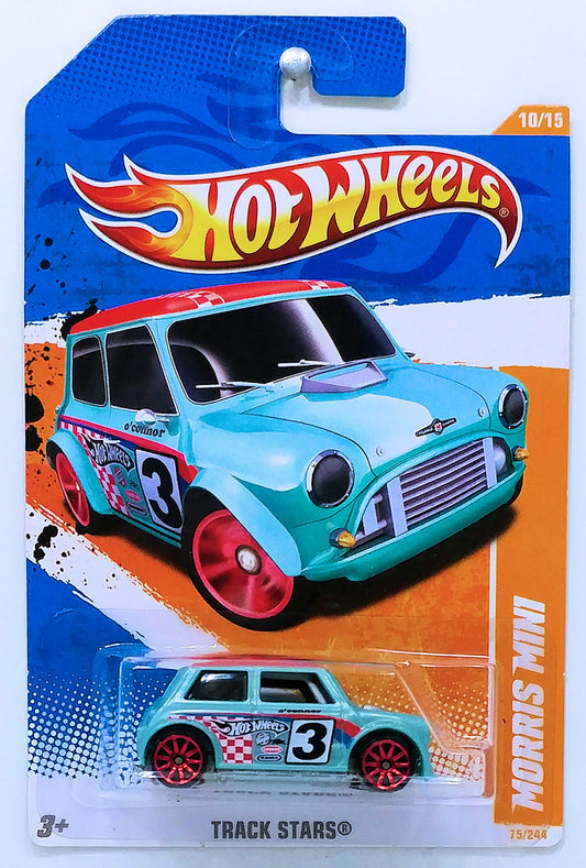 Hot Wheels 2011 - Collector # 075/244 - Track Stars 10/15 - Morris Mini - Pearl Sky Blue - USA Card