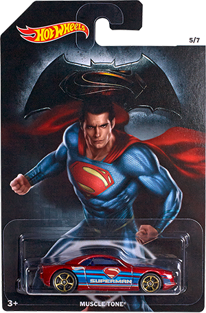 Hot Wheels 2016 - Theme: Batman v Superman 5/7 - Muscle Tone - Metallic Dark Red / Superman Graphics - Walmart Exclusive