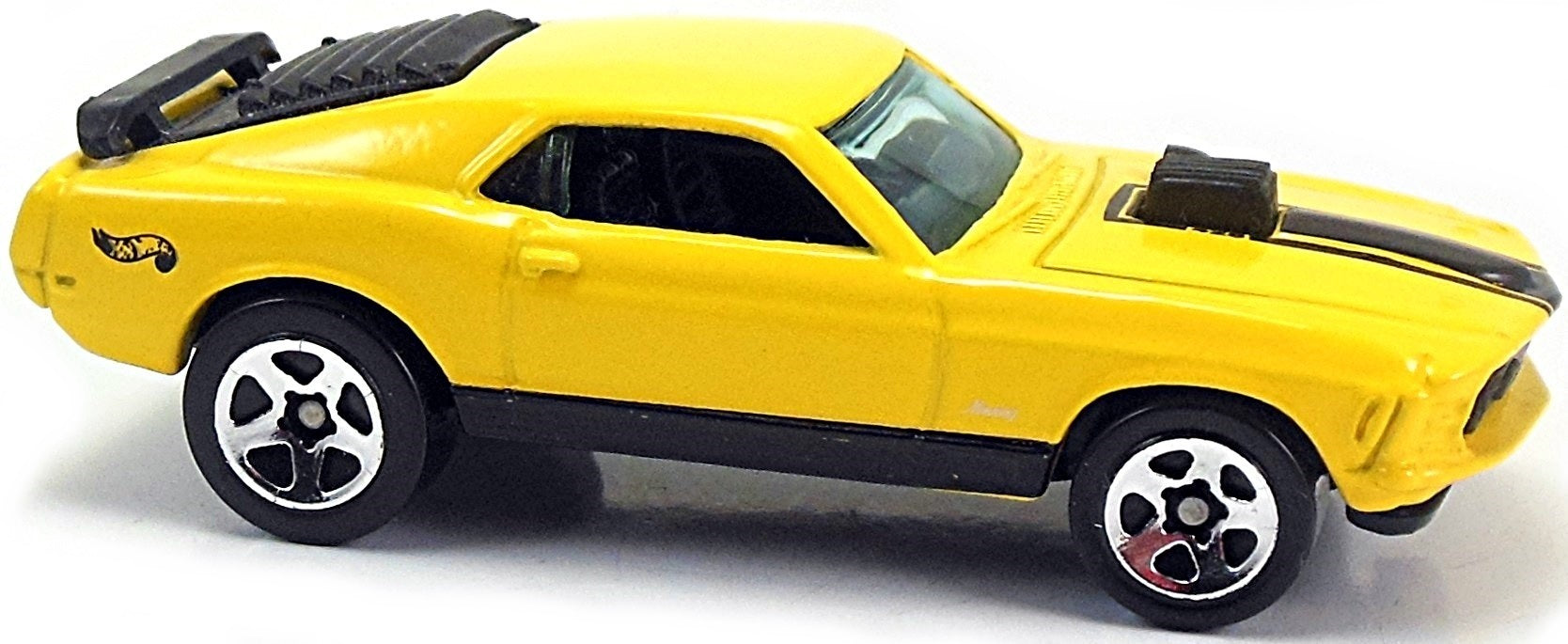 Hot Wheels 1998 - Collector # 670 - First Editions 29/40 - Mustang Mach 1 -  Yellow - 5 Spokes - USA Blue Car Card