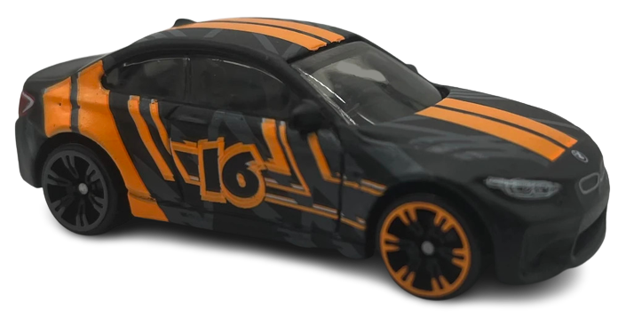 Hot Wheels 2023 - Neon Speeders 08/08 - 2016 BMW M2 - Black - '16' / Neon Orange Graphics - Walmart Exclusive