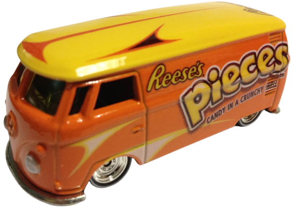 Hot Wheels 2012 - Pop Culture: Hershey's - Volkswagen Micro Bus - Orange - Reese's Pieces - Metal/Metal & Real Riders