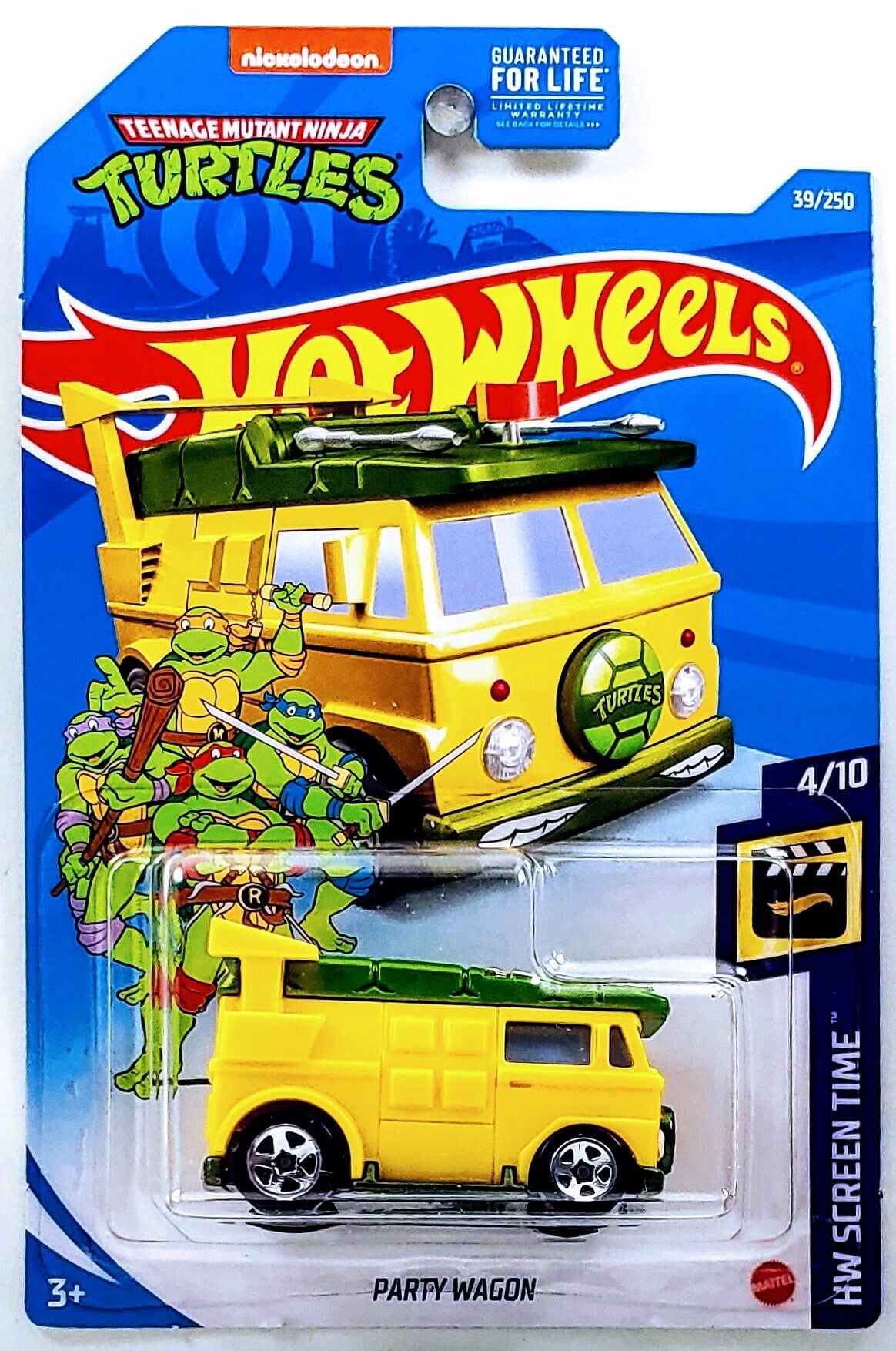 Hot Wheels 2021 - Collector # 039/250 - HW Screen Time 4/10 - Party Wagon - Yellow & Green / Teenage Mutant Ninja Turtles - USA Card