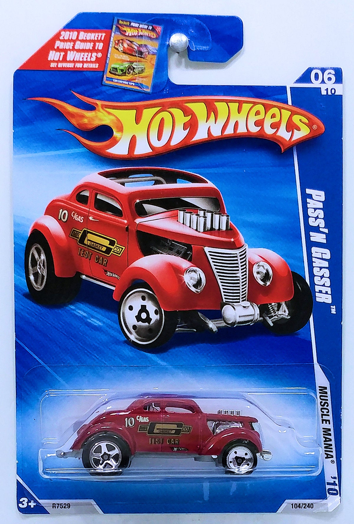 Hot Wheels 2010 - Collector # 104/240 - HW Performance 6/10 - Pass'n Gasser - Red / Mr Gasket - USA New '11 Card - ERROR Card / Muscle Mania