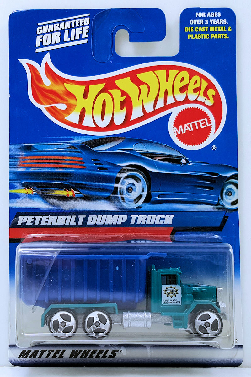 Hot Wheels 2000 - Collector # 190/250 - Peterbilt Dump Truck - Teal Cab / Blue Dump Bed - USA 'Square' Card