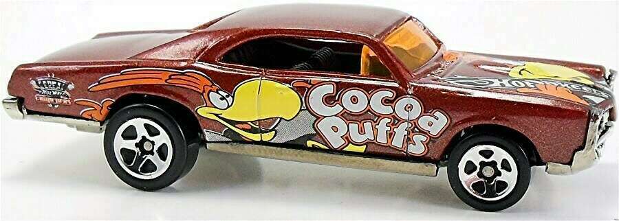 Hot Wheels 2004 - Collector # 117/212 - Cereal Crunchers 5/5 - Pontiac GTO 1967 - Brown / Cocoa Puffs - 5 Spokes - USA