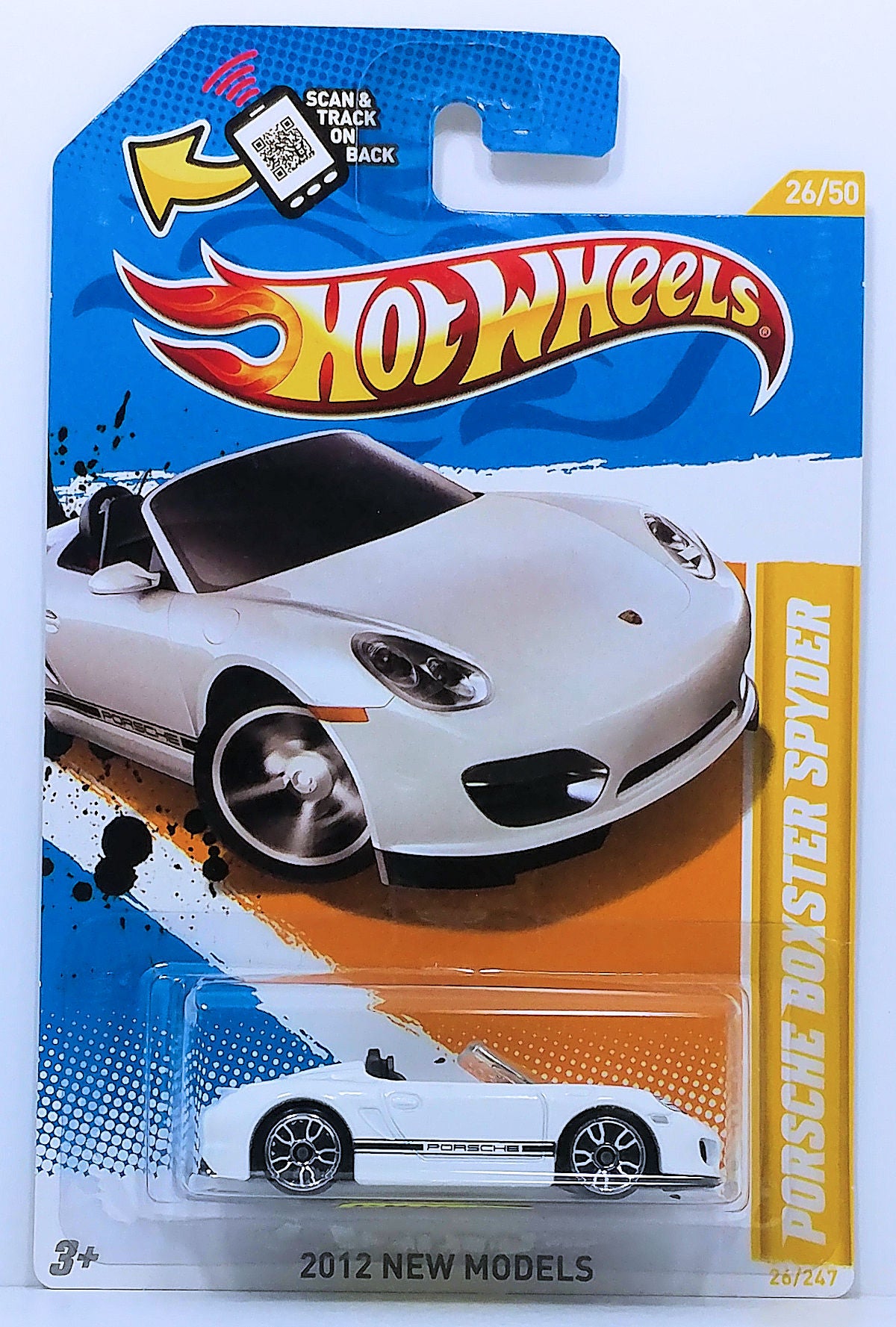 Hot Wheels 2012 - Collector # 026/247 - New Models 26/50 - Porsche Boxster Spyder - White - Clear Windows - USA Card