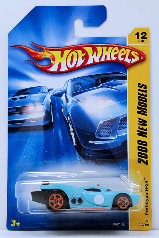 Hot Wheels 2008 - Collector # 012/196 - New Models 12/40 - Prototype H-24 - Baby Blue / Orange Stripe - USA Card