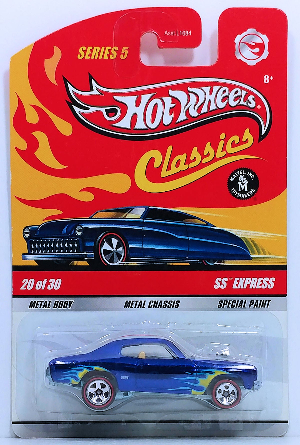 Hot Wheels 2009 - Classics Series 5 # 20/30 - SS Express - Spectraflame Blue - 5 Spokes with Red Lines - Metal/Metal