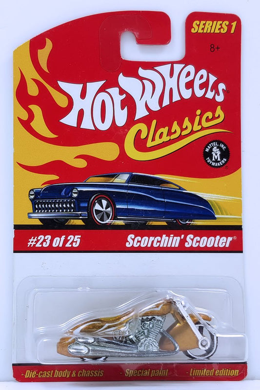 Hot Wheels 2005 - Classics Series 1 # 23/25 - Scorchin' Scooter - Spectraflame Gold - Metal/Metal