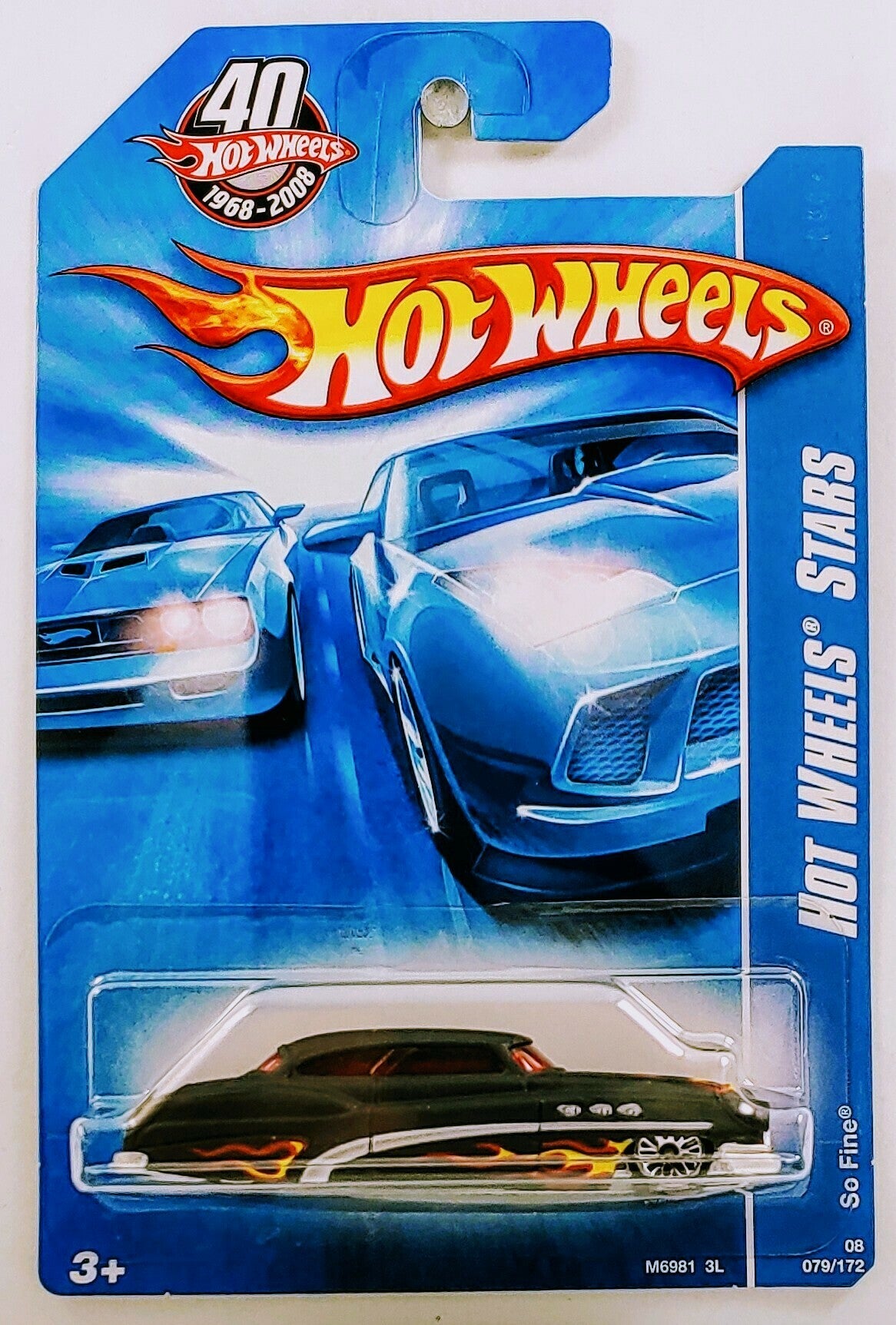 Hot Wheels 2008 - Collector # 079/172 - Hot Wheels Stars - So Fine - Flat Black - International 40th Card