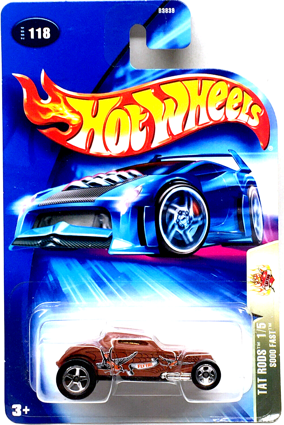 Hot Wheels 2004 - Collector # 118/212 - Tat Rods 1/5 - Sooo Fast - Brown Primer / 'Fly Free' - USA