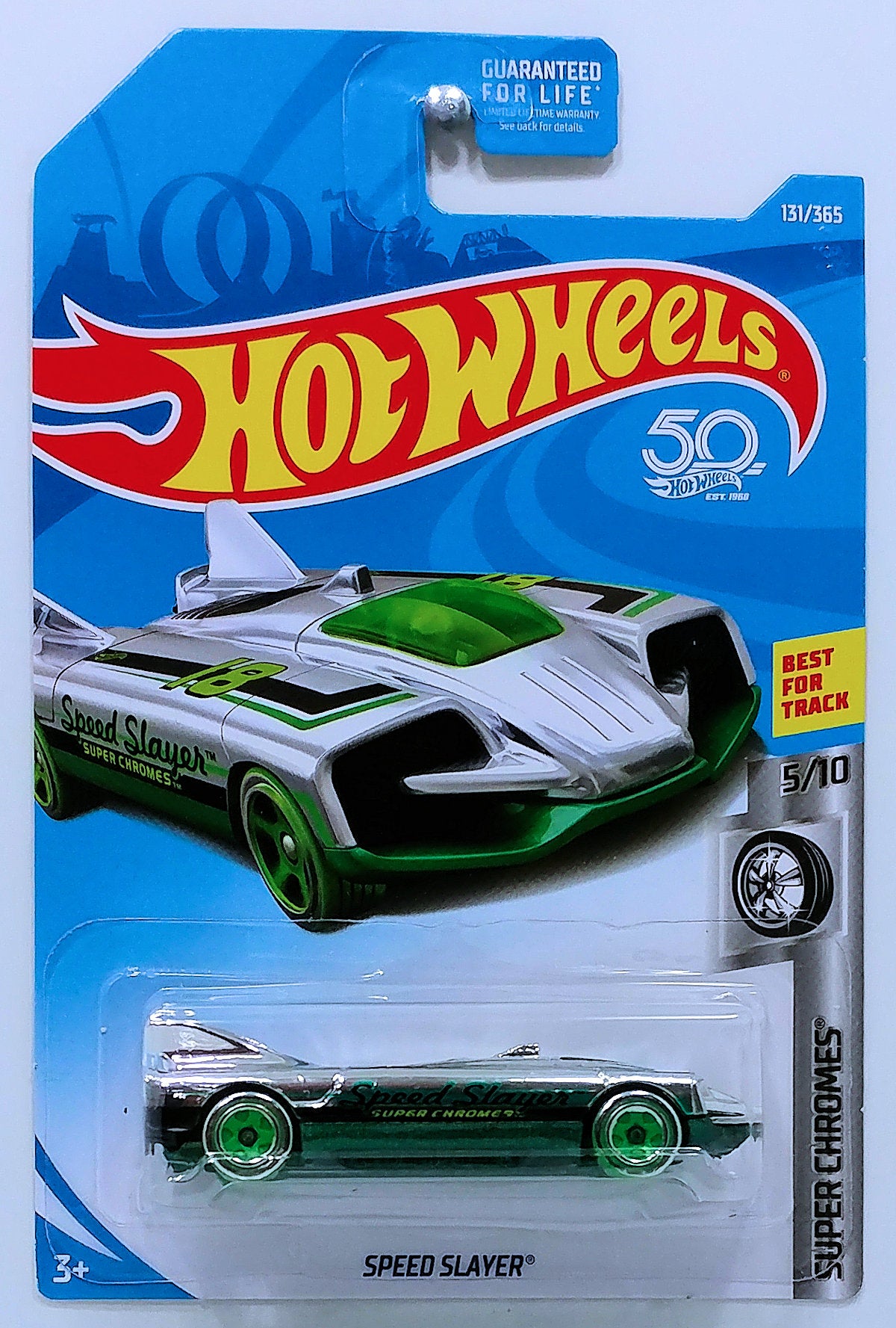 Hot Wheels 2018 - Collector # 131/365 - Super Chromes 5/10 - Speed Slayer - Chrome - USA 50th Card