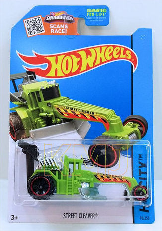 Hot Wheels 2015 - Collector # 010/250 - HW City / HW City Works - Street Cleaver - Bright Green - USA 'Scan & Race' Card