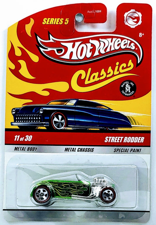 Hot Wheels 2009 - Classics Series 5 # 11/30 - Street Rodder - Spectraflame Green - 5 Spokes with Red Lines - Metal/Metal