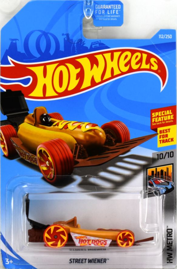 Hot Wheels 2019 - Collector # 112/250 - HW Metro 10/10 - Street Wiener - Brown / Hot Dog, Bun, Mustard, Ketsup - USA Card