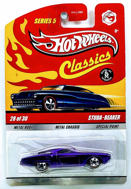 Hot Wheels 2009 - Classics Series 5 # 28/30 - Studa-Beaker - Spectraflame Purple - Metal/Metal & 5 Spokes with Redlines