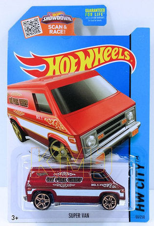 Hot Wheels 2015 - Collector # 055/250 - HW City / HW Rescue - Super Van - Metallic Red / HW Fire Chief -  USA Card