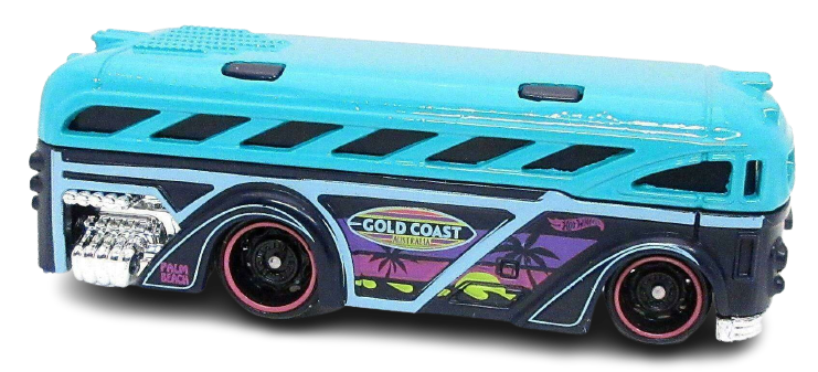 Hot Wheels 2023 - Collector # 024/250 - Surf's Up 01/05 - Surfin' School Bus - Turquois & Dark Blue - Palm Tree Graphics - IC