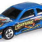 Hot Wheels 1997 - Collector # 548 - Quicksilver Series 4/4 - T-Bird Stock Car - Blue / 'Lightning' - Unpainted Metal Base - USA Card