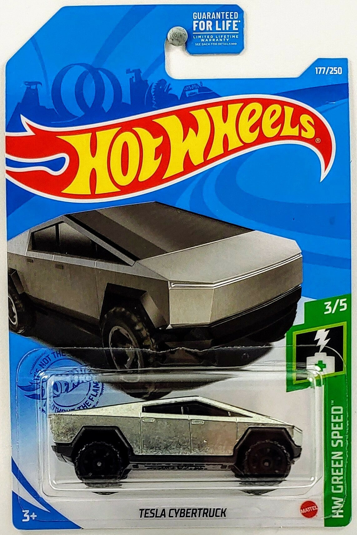 Hot Wheels 2021 - Collector # 177/250 - HW Green Speed 3/5 - Tesla Cybertruck - ZAMAC - USA