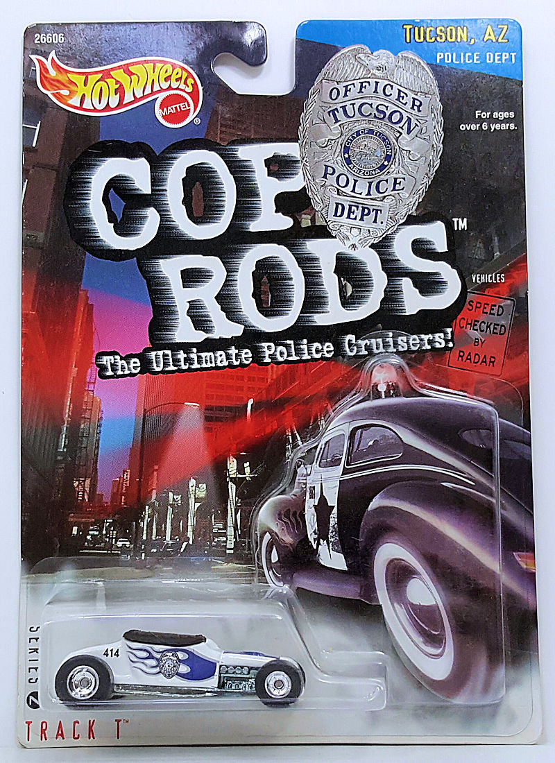 Hot Wheels 2000 - Cop Rods Series 2 - Track T - Blue & White - Real Riders - Tucson, AZ Police Dept - KB Toys Exclusive
