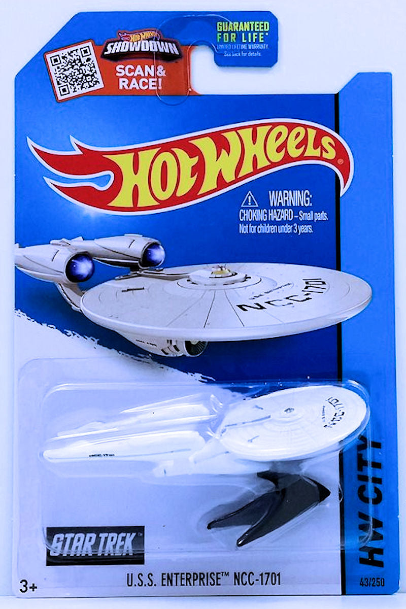 Hot Wheels 2015 - Collector # 043/250 - HW City / HW Space Team - U.S.S. Enterprise NCC-1701 - White - USA Card with 'Star Trek'