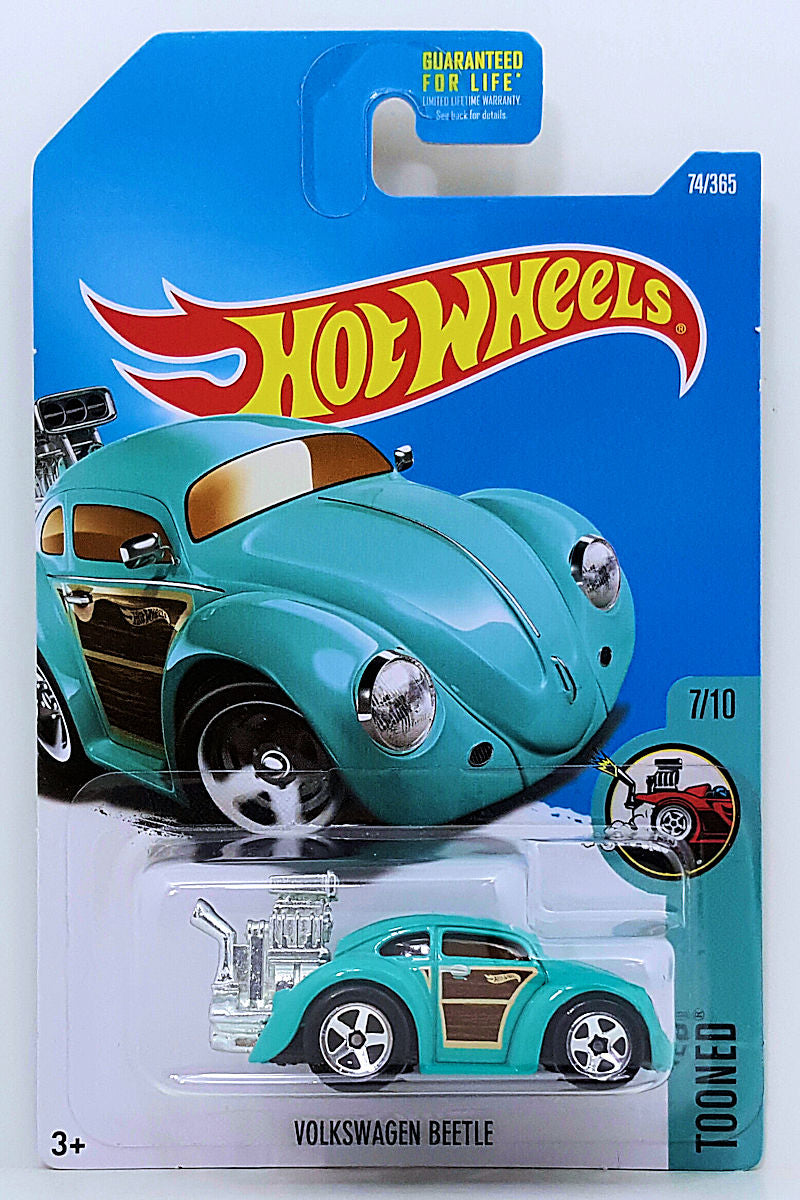 Hot Wheels 2017 - Collector # 074/365 - Tooned 7/10 - Volkswagen Beetle - Turquoise / Woodgrain Panels - USA Card