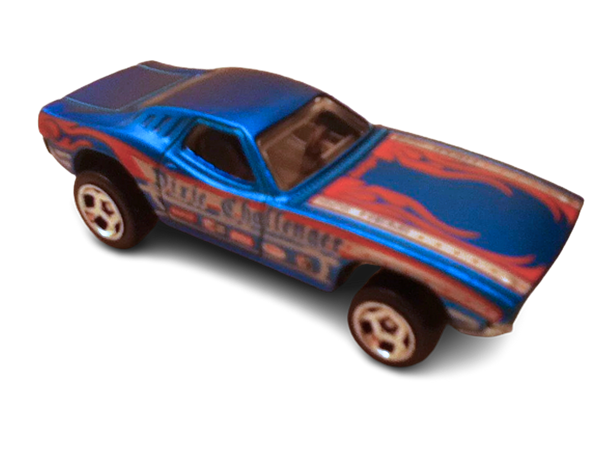 Hot Wheels 2013 - Cool Classics Series 23/30 - Dixie Challenger - Spectrafrost Blue - Metal/Metal & Retro Slots - Blue Car Card - MPN Y9446