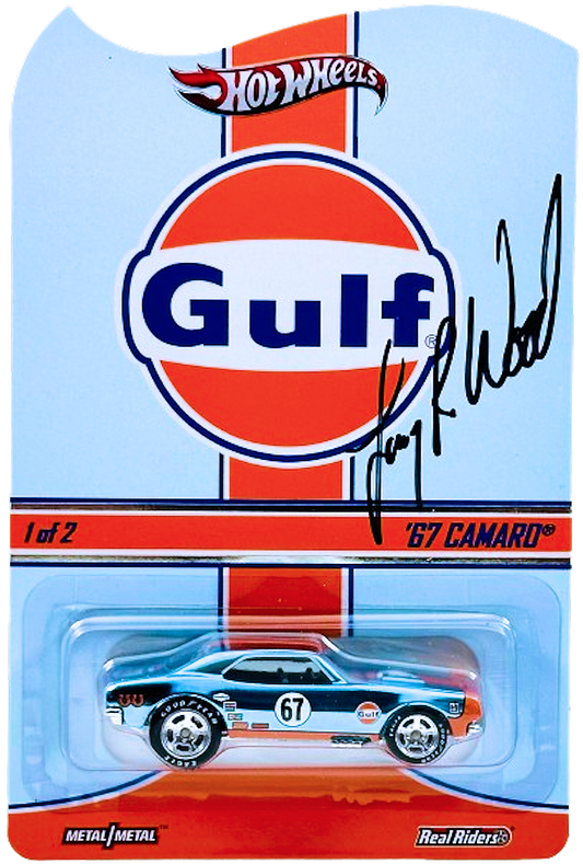 Hot Wheels 2014 - HWC Gulf Racing 01/02 - '67 Camaro - Spectraflame Gulf Powder Blue - Autographed by Larry R. Wood - Limited to 4,500 - Metal/Metal & Real Riders
