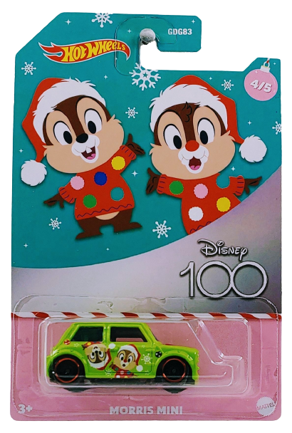 Hot Wheels 2023 - Theme Series / Disney 100 Holiday 04/05 - Morris Mini - Neon Green - Chip & Dale Graphics - Walmart Exclusive